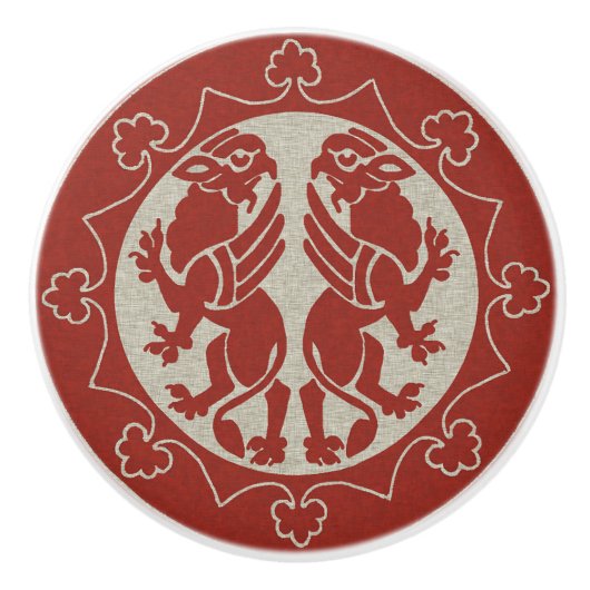 Bouton De Porte En Céramique Griffins médiévaux (Devant)