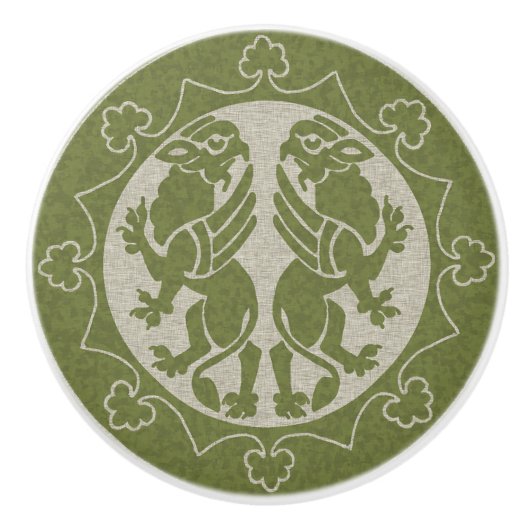 Bouton De Porte En Céramique Griffins médiévaux (Devant)