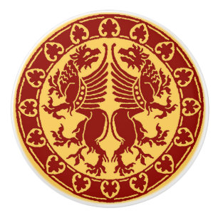 Bouton De Porte En Céramique Griffins médiévaux