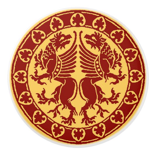 Bouton De Porte En Céramique Griffins médiévaux (Devant)