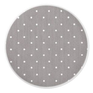 Bouton De Porte En Céramique Gris & Blanc Petits Points Modernes Chic