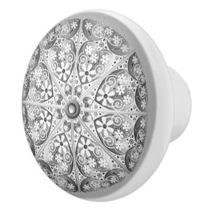 Bouton De Porte En Céramique Gris dentelle en céramique