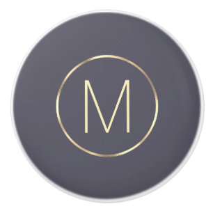 Bouton De Porte En Céramique Gris d'or monogramme
