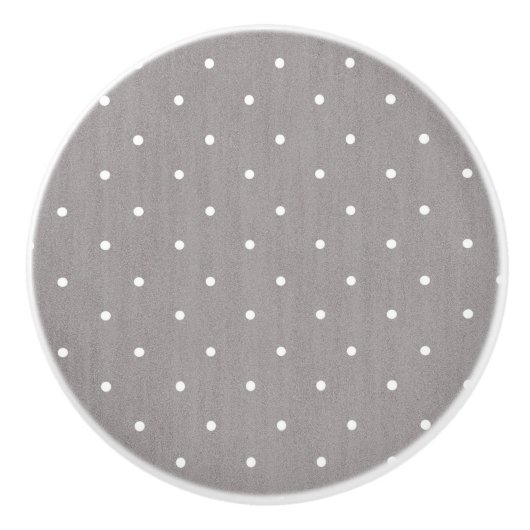 Bouton De Porte En Céramique Gris et blanc Petits Pois Moderne Chic (Devant)