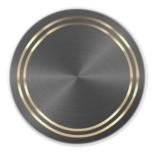 Bouton De Porte En Céramique Gris et or