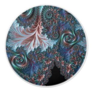 Bouton De Porte En Céramique Groovy Colorful Boho Hippie Mandelbrot Fractal Art