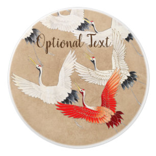 Bouton De Porte En Céramique Grues volantes japonaises