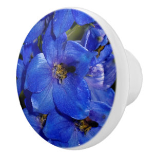 Bouton De Porte En Céramique Guardian Blue Delphiniums Larkspur