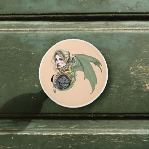 Bouton De Porte En Céramique Guerrière Elfe Dragon Fantastique Magique Médiéval