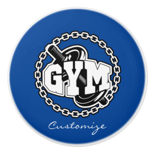 Bouton De Porte En Céramique Gym Barbell Logo Thunder_Cove