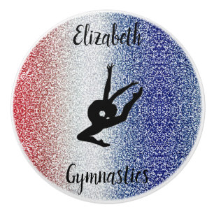 Bouton De Porte En Céramique Gymnastique Personnalisée Rouge Blanc Bleu Ceramiq