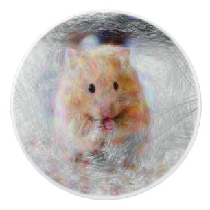 Bouton De Porte En Céramique hamster animal artistique