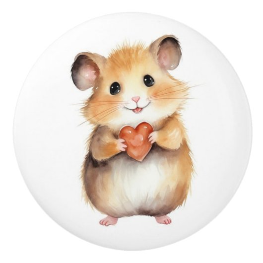 Bouton De Porte En Céramique Hamster Pet Kids (Devant)