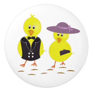 BOUTON DE PORTE EN CÉRAMIQUE "HAPPY EASTER" CHICS