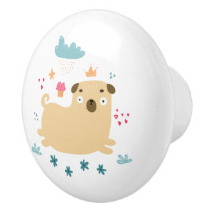 Bouton De Porte En Céramique Happy Puggy Knob