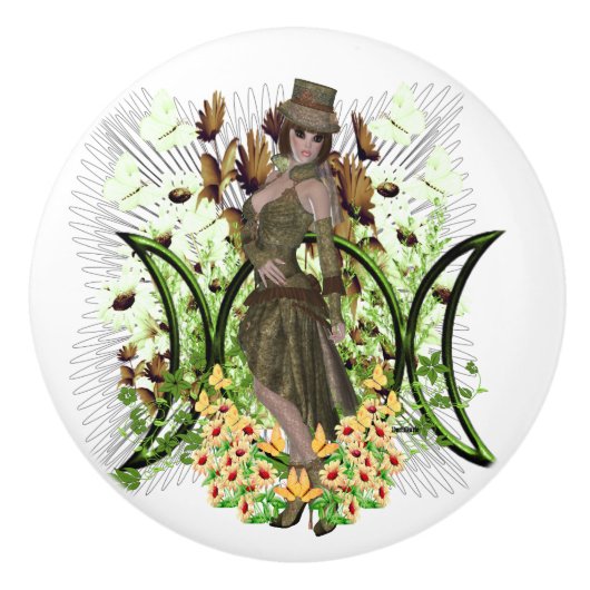 Bouton De Porte En Céramique Harmony Triple Moon Design (Devant)