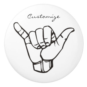 Bouton De Porte En Céramique Hawaï Shaka Brah Wave Thunder_Cove