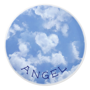 Bouton De Porte En Céramique Heart Cloud Ciel mignon Amusant Moderne Bleu Nom P