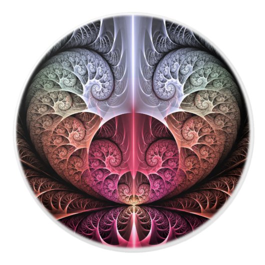 Bouton De Porte En Céramique Heartbeat, Abstrait surreal Imaginaire Fractal Art (Devant)