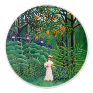 Bouton De Porte En Céramique Henri Rousseau - Femme marchant dans une forêt exo