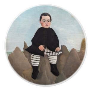 Bouton De Porte En Céramique Henri Rousseau - Garçon sur les rochers