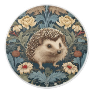 Bouton De Porte En Céramique Hérisson de style William Morris face droite face 