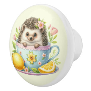 Bouton De Porte En Céramique Hérisson mignon de tasse à thé de cuisine