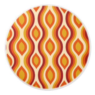 Bouton De Porte En Céramique Heur en verre rétro en forme de sablier en orange,