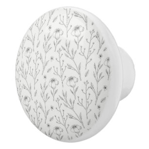 Bouton De Porte En Céramique Hibiscus Aquarelle Botanique Floraison Sans Coutur