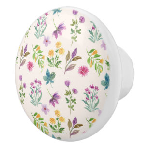 Bouton De Porte En Céramique Hibiscus Aquarelle Botanique Floraison transparent