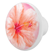 Bouton De Porte En Céramique Hibiscus rose (Droite)