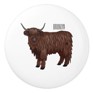 Bouton De Porte En Céramique Highland cow