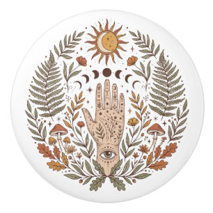 Bouton De Porte En Céramique Hippie New-Age Spirituel Initiales Personnalisées