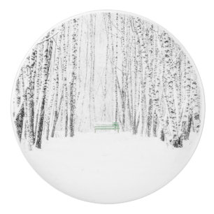 Bouton De Porte En Céramique Histoire de Noël blanche