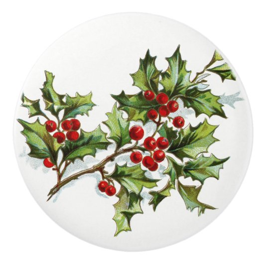 Bouton De Porte En Céramique HollyBerries 001 (Devant)