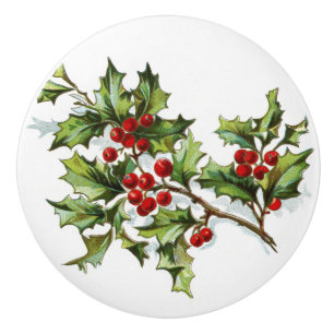 Bouton De Porte En Céramique HollyBerries 002