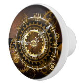 Bouton De Porte En Céramique Horloge Steampunk avec des engrenages anciens (Droite)