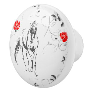Bouton De Porte En Céramique Horse baroque Knob