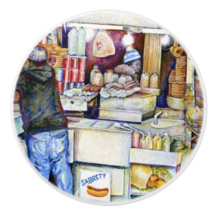 Bouton De Porte En Céramique Hot Dog God, New York City