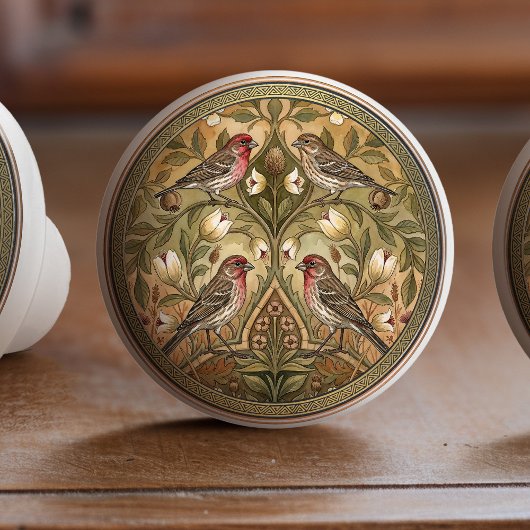 Bouton De Porte En Céramique Housefinches Bird Ceramic Pull Knob