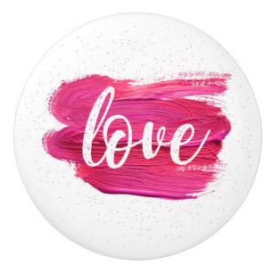 Bouton De Porte En Céramique Huile Paint Love citation Rose design