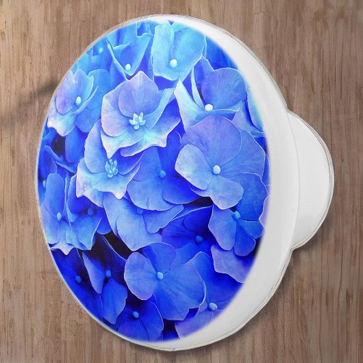 Bouton De Porte En Céramique Hydrangea Blues