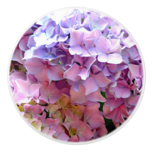 Bouton De Porte En Céramique Hydrangea garden, rose, bleu, purple floral