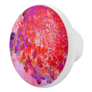 Bouton De Porte En Céramique Hydrangea Limelight Élégant Violet et Orange