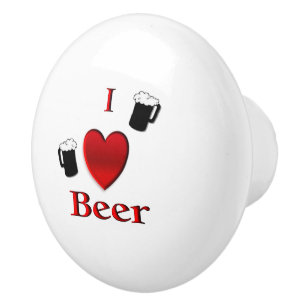 Bouton De Porte En Céramique I Heart Beer Design