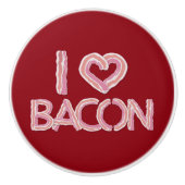 Bouton De Porte En Céramique I Love Bacon (Devant)