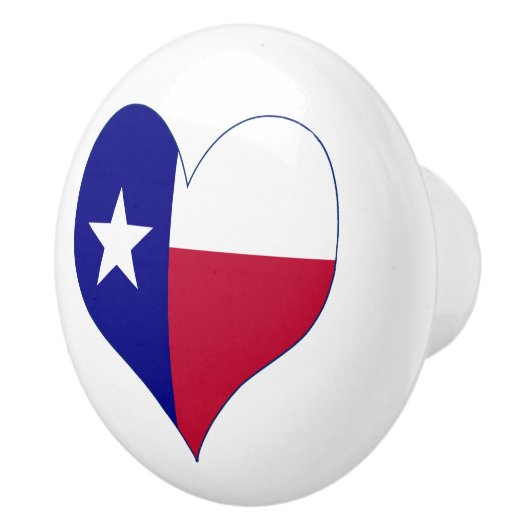 Bouton De Porte En Céramique I Love Texas Flag Heart (Droite)