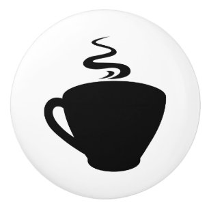 Bouton De Porte En Céramique Icône de la coupe de café avec vapeur