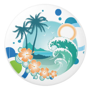 Bouton De Porte En Céramique Île Surf Ceramic Knob