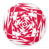 Bouton De Porte En Céramique Illusion abstraite rouge blanc (Devant)